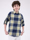 Boys Navy Blue Check Collar Full Sleeve Shirt