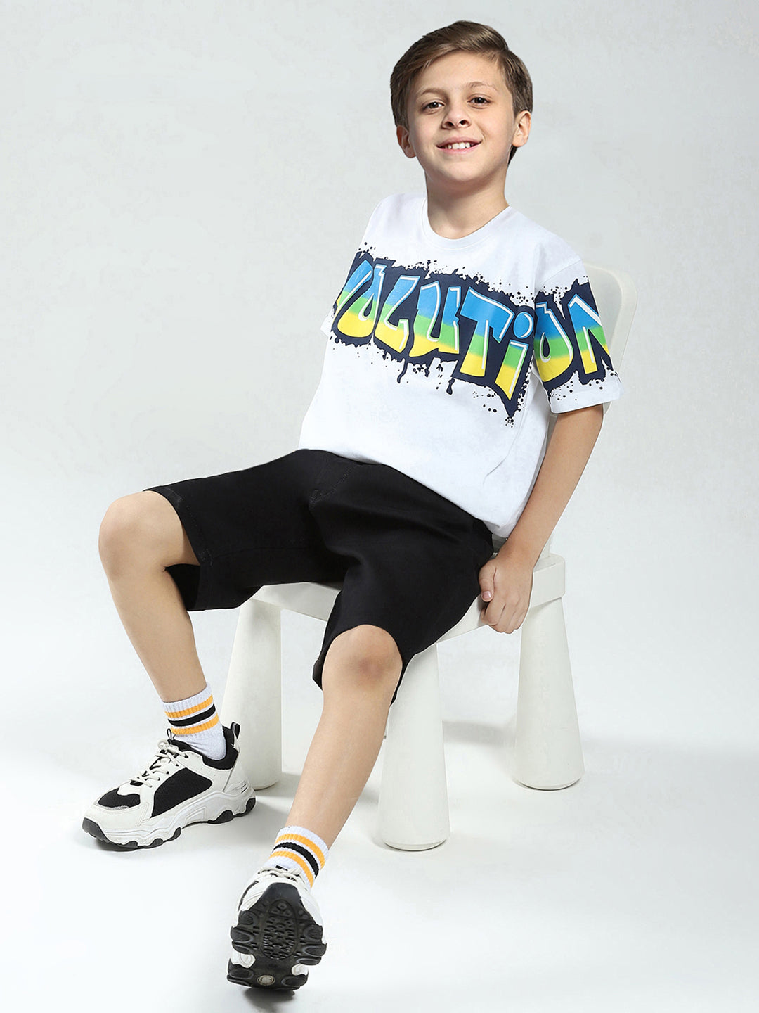 Boys Black Solid Regular Fit Shorts