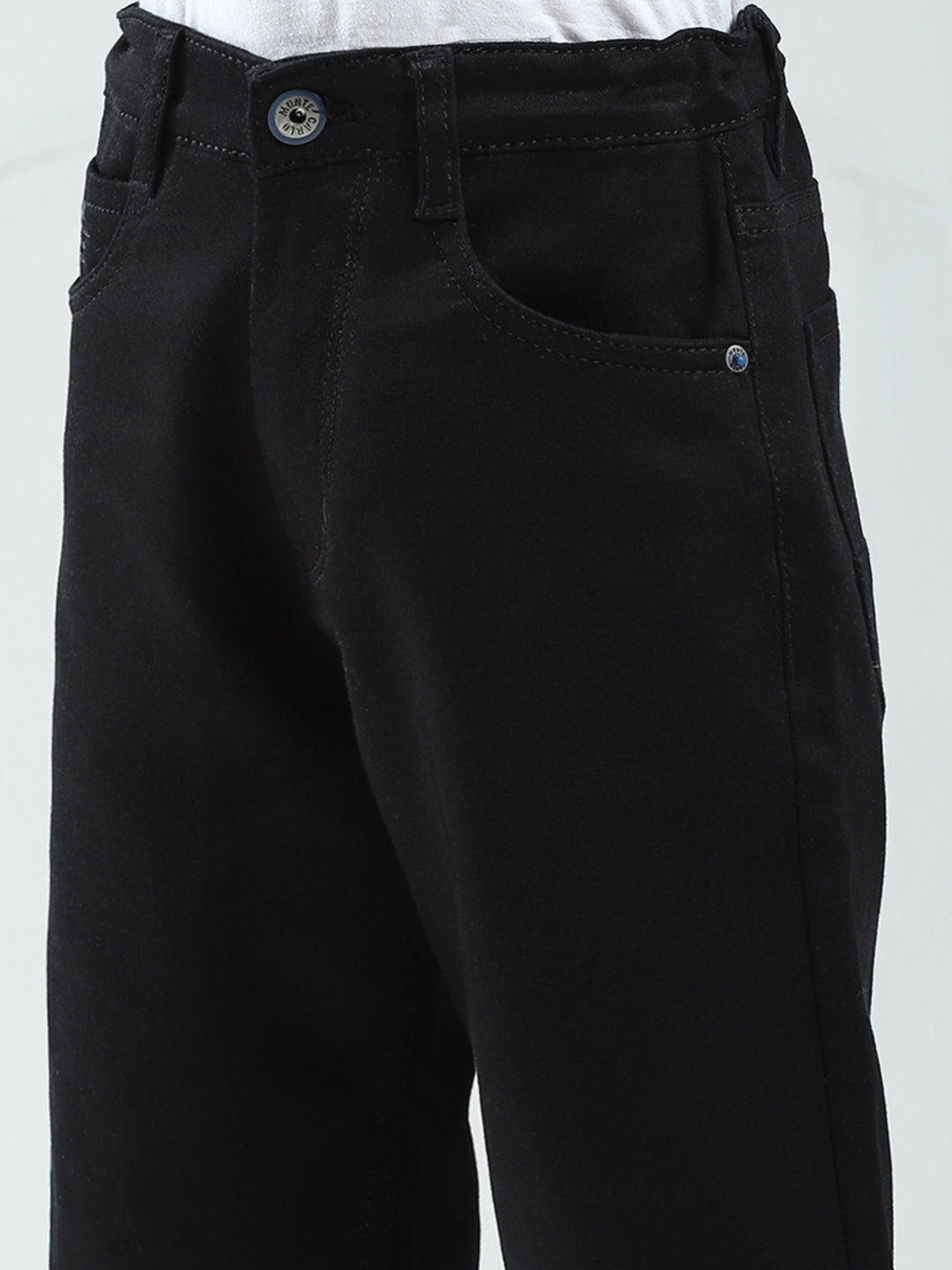 Boys Black Solid Regular Fit Shorts