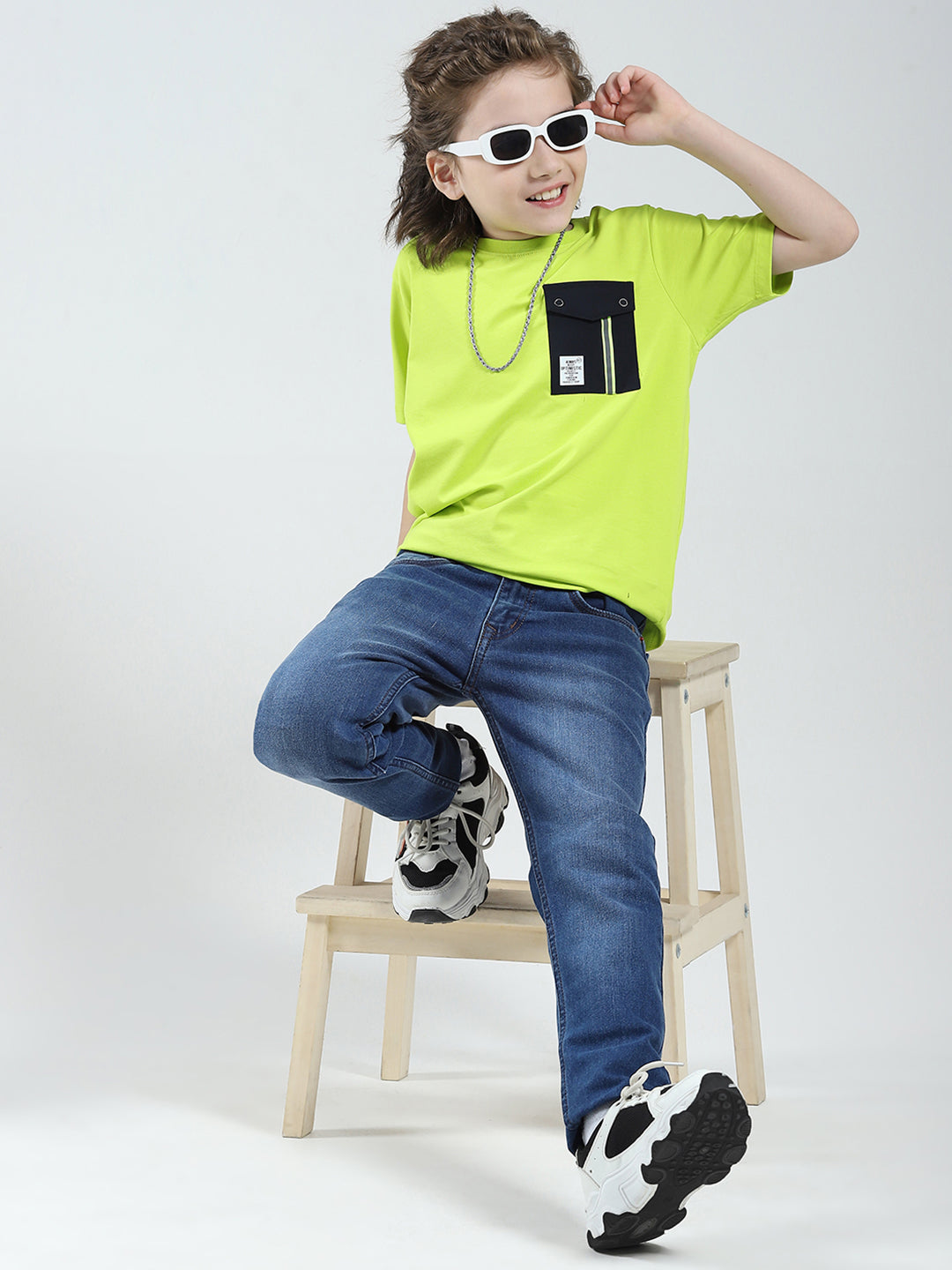 Boys Blue Solid Slim Fit Denim