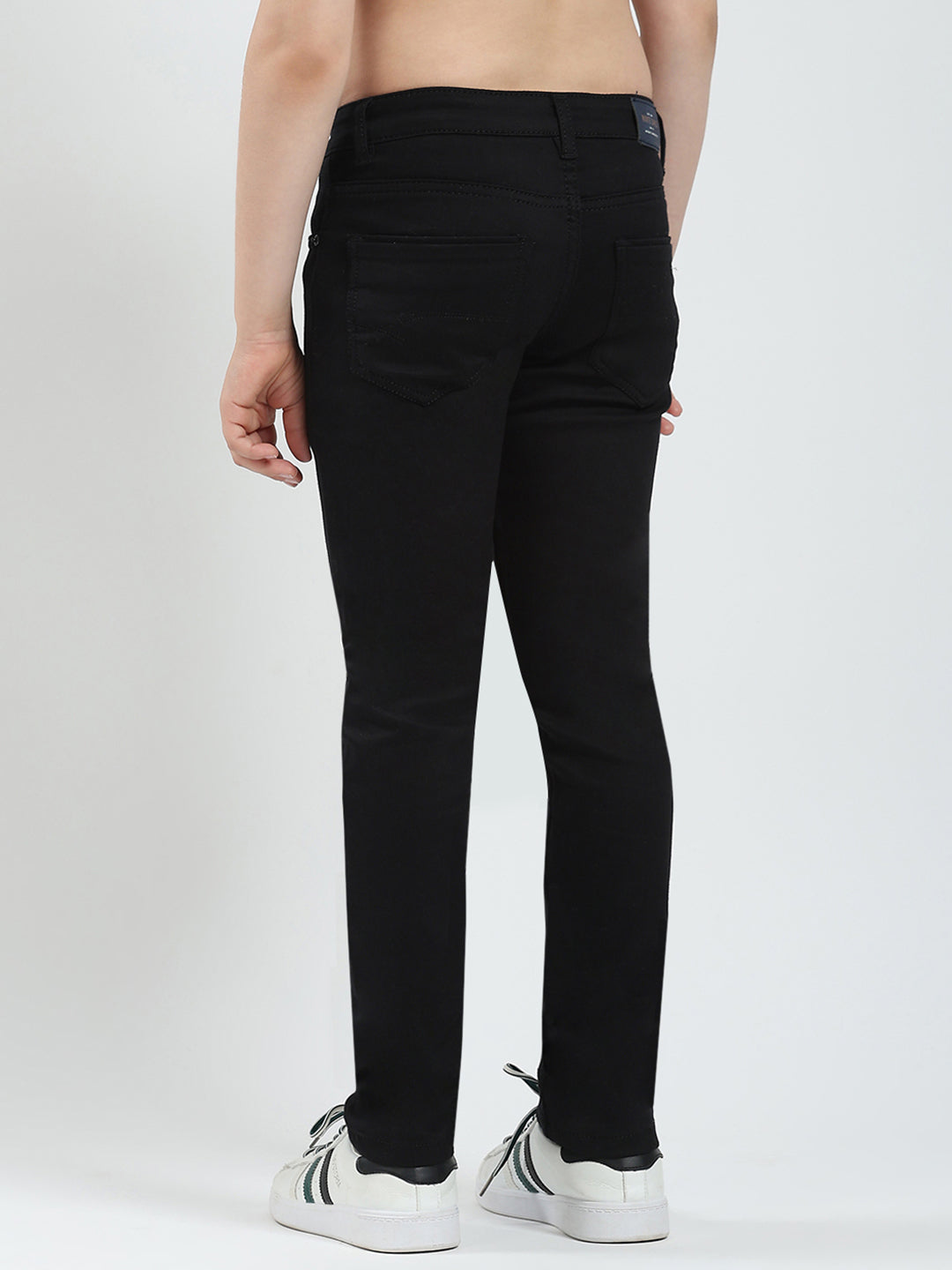 Boys Black Solid Slim Fit Denim