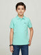 Boys Sky Blue Printed Collar Half Sleeve T-Shirt