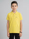 Boys Yellow Printed Collar Half Sleeve T-Shirt