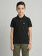 Boys Black Printed Collar Half Sleeve T-Shirt