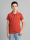 Boys Rust Solid Collar Half Sleeve T-Shirt