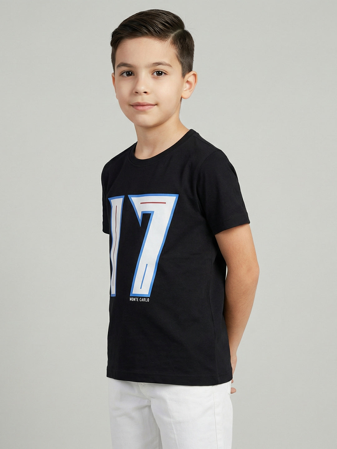 Boys Peach & Black Printed Round Neck Half Sleeve T-Shirt (Pack of 2)