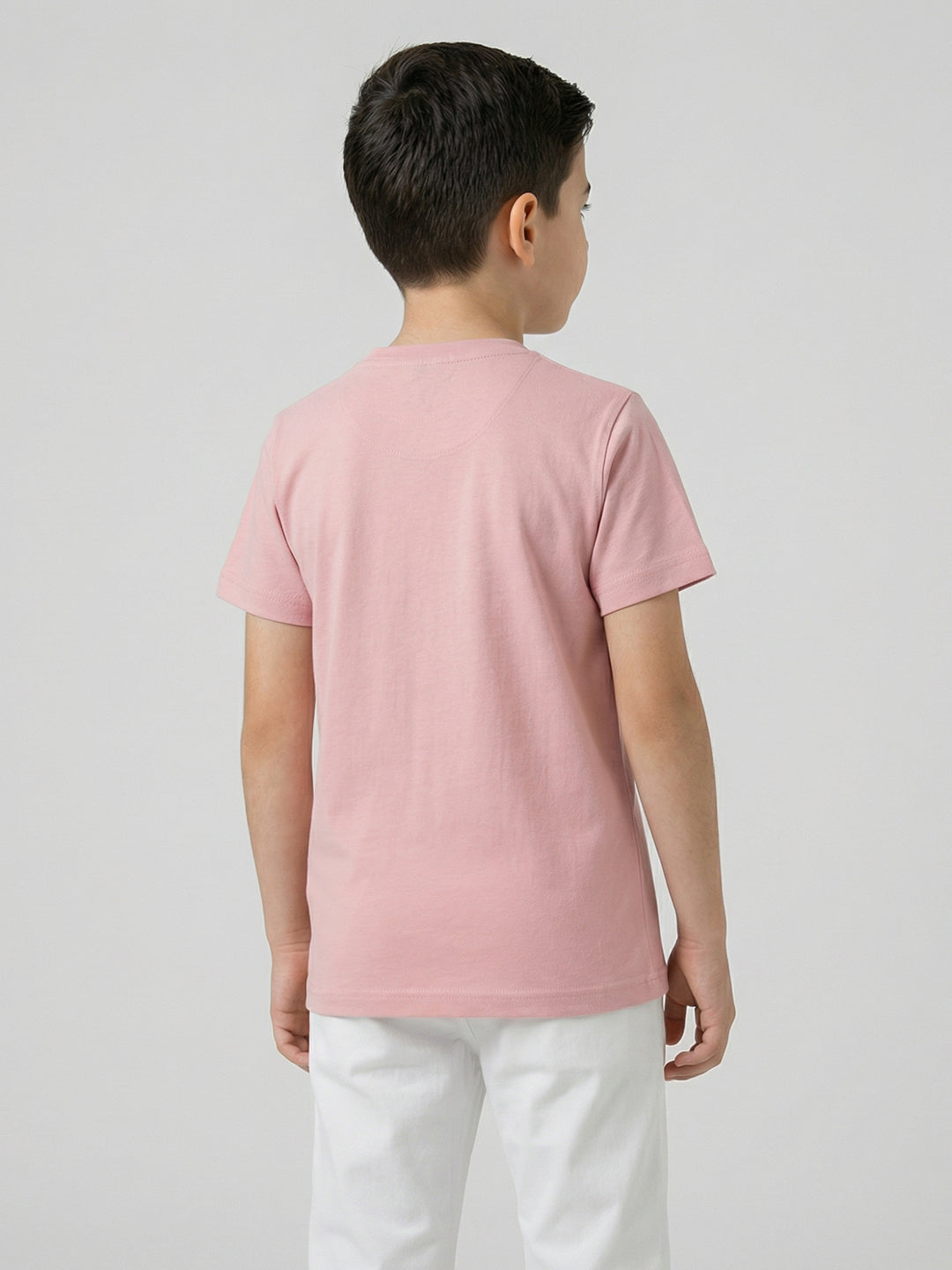 Boys Peach & Black Printed Round Neck Half Sleeve T-Shirt (Pack of 2)