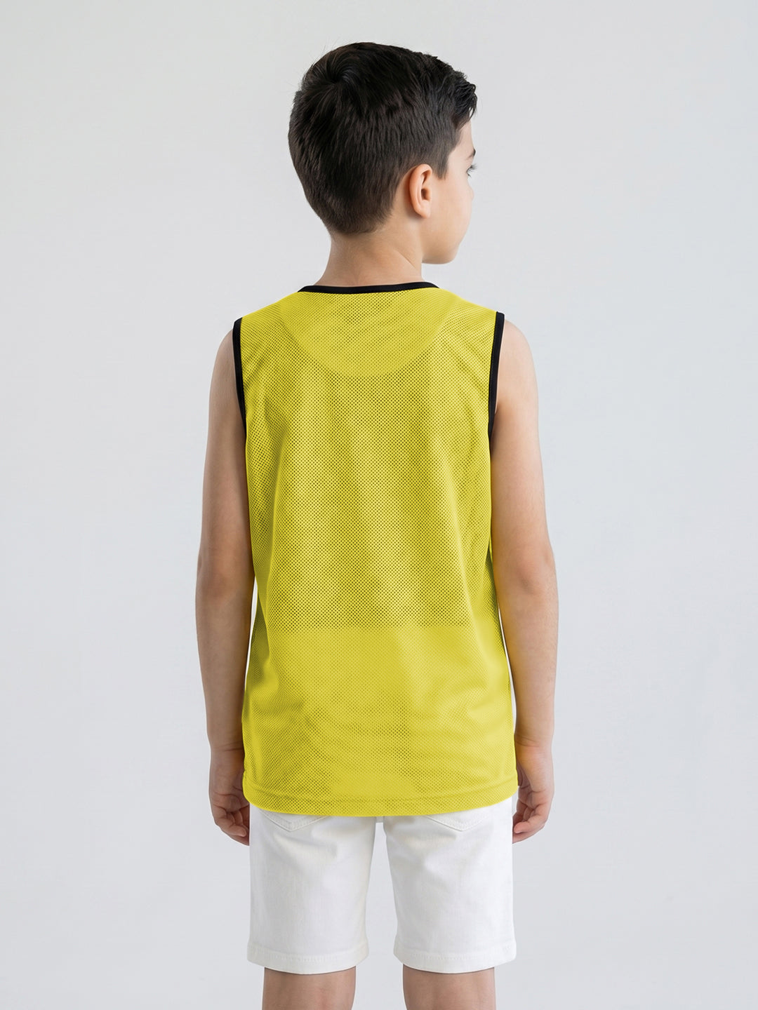 Boys Yellow & Sky Blue Printed Round Neck Sleeveless T-Shirt (Pack of 2)