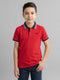 Boys Red Printed Collar Half Sleeve T-Shirt