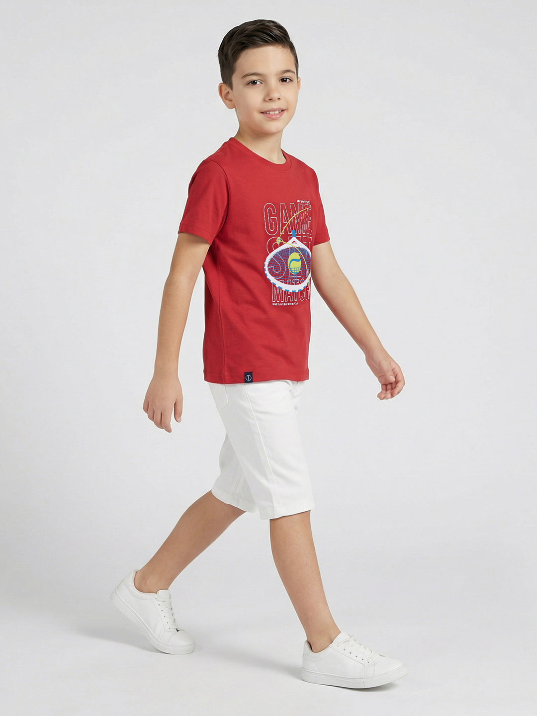 Boys Red, White & Navy Blue Printed Round Neck Half Sleeve T-Shirt (Pack of 3)