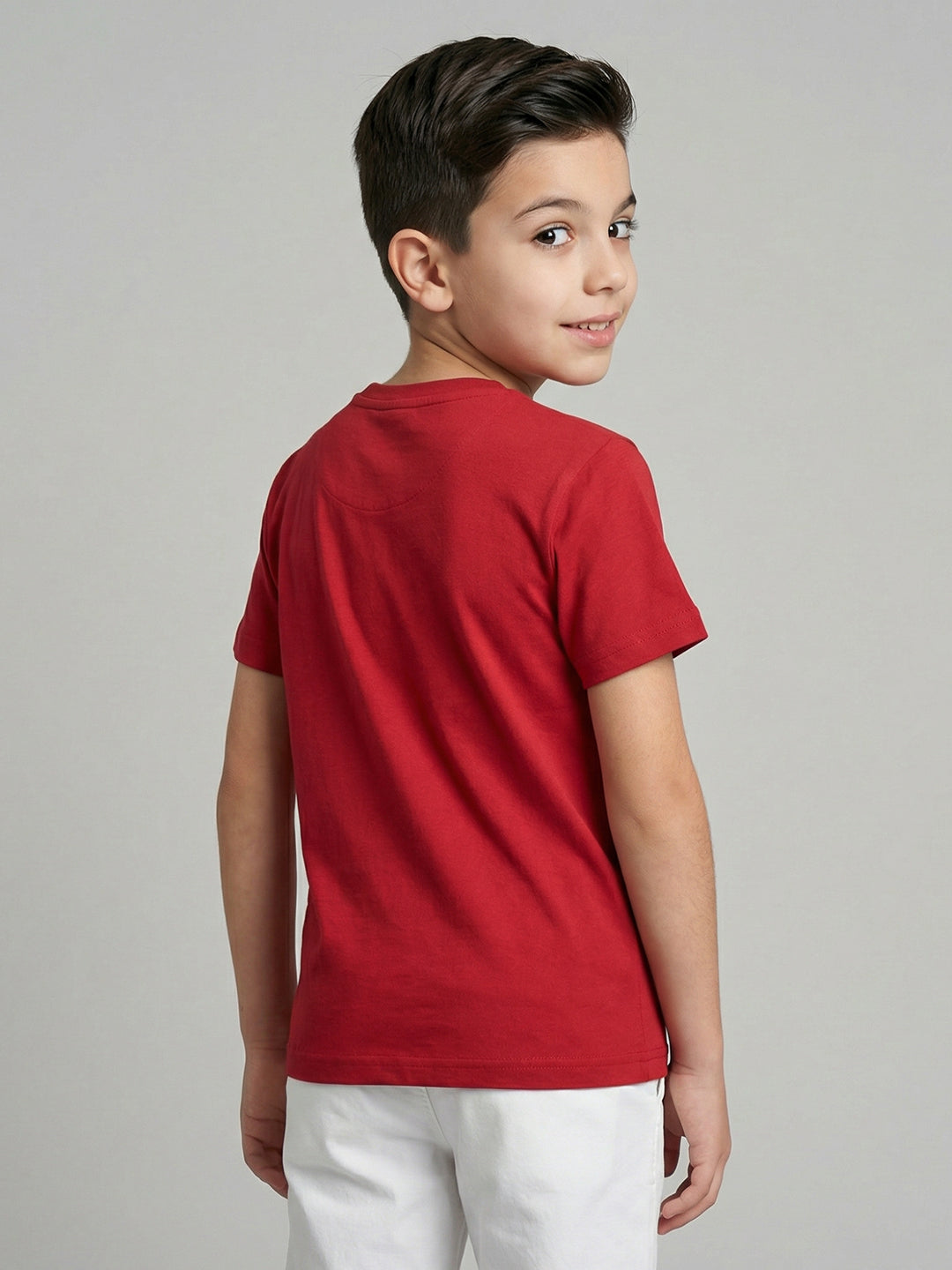 Boys Red, White & Navy Blue Printed Round Neck Half Sleeve T-Shirt (Pack of 3)