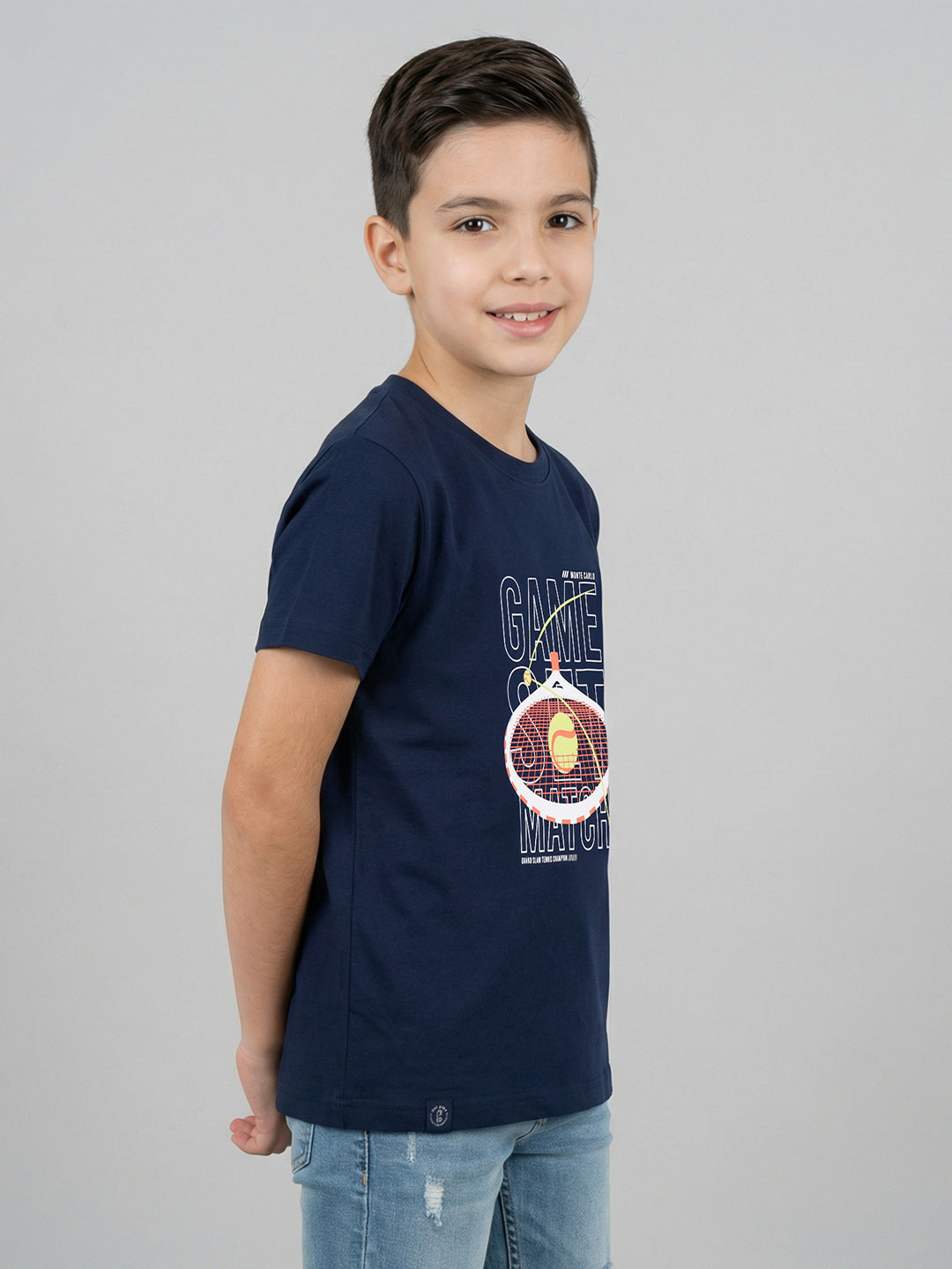 Boys Red, White & Navy Blue Printed Round Neck Half Sleeve T-Shirt (Pack of 3)