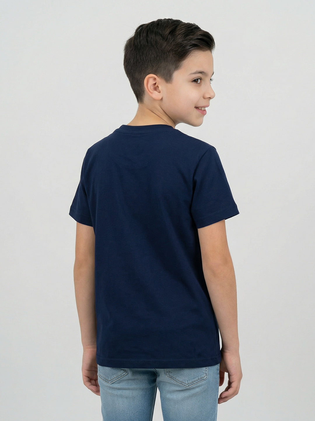 Boys Red, White & Navy Blue Printed Round Neck Half Sleeve T-Shirt (Pack of 3)