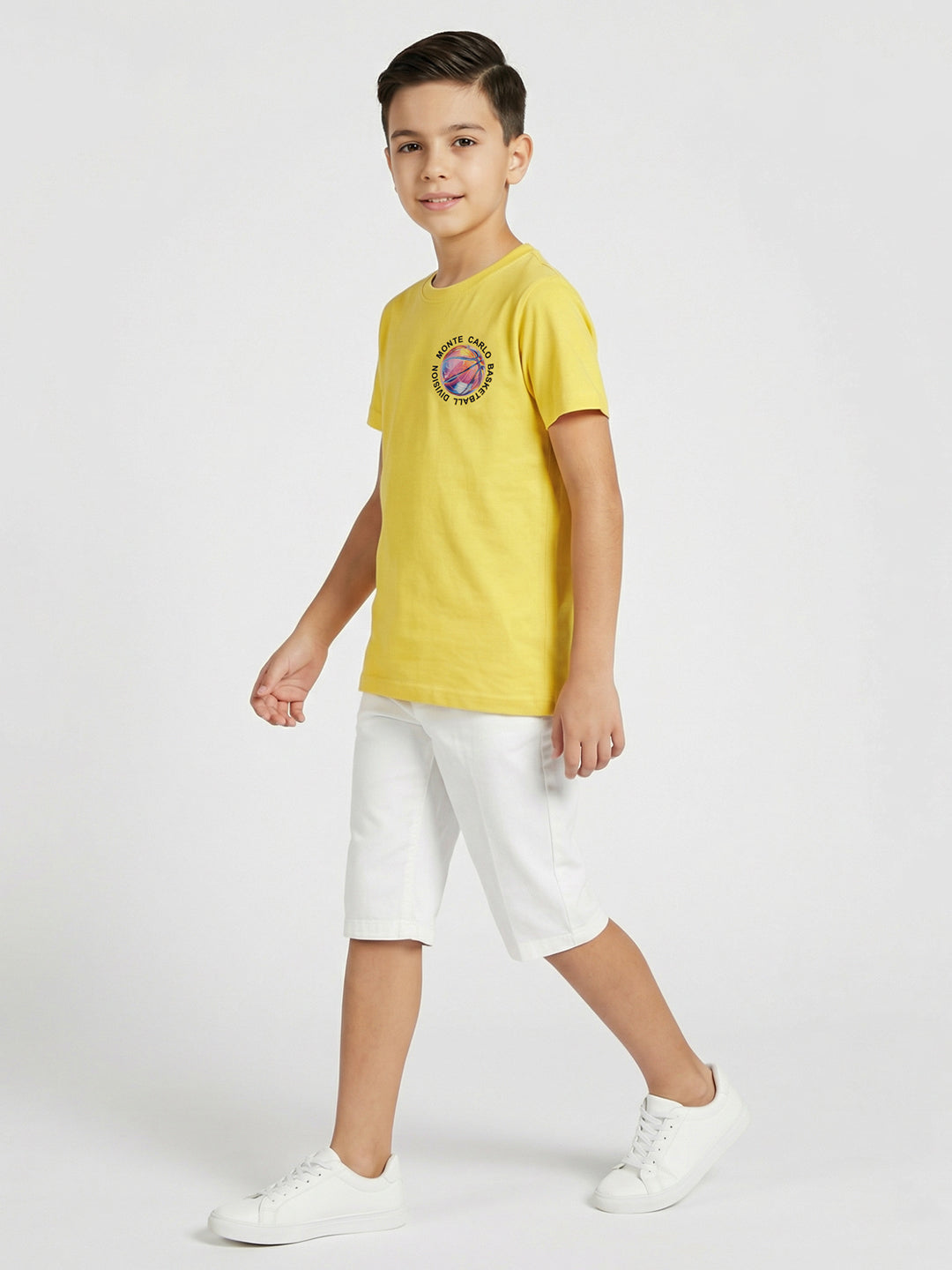 Boys Peach, Yellow & Purple Printed Round Neck Half Sleeve T-Shirt (Pack of 3)