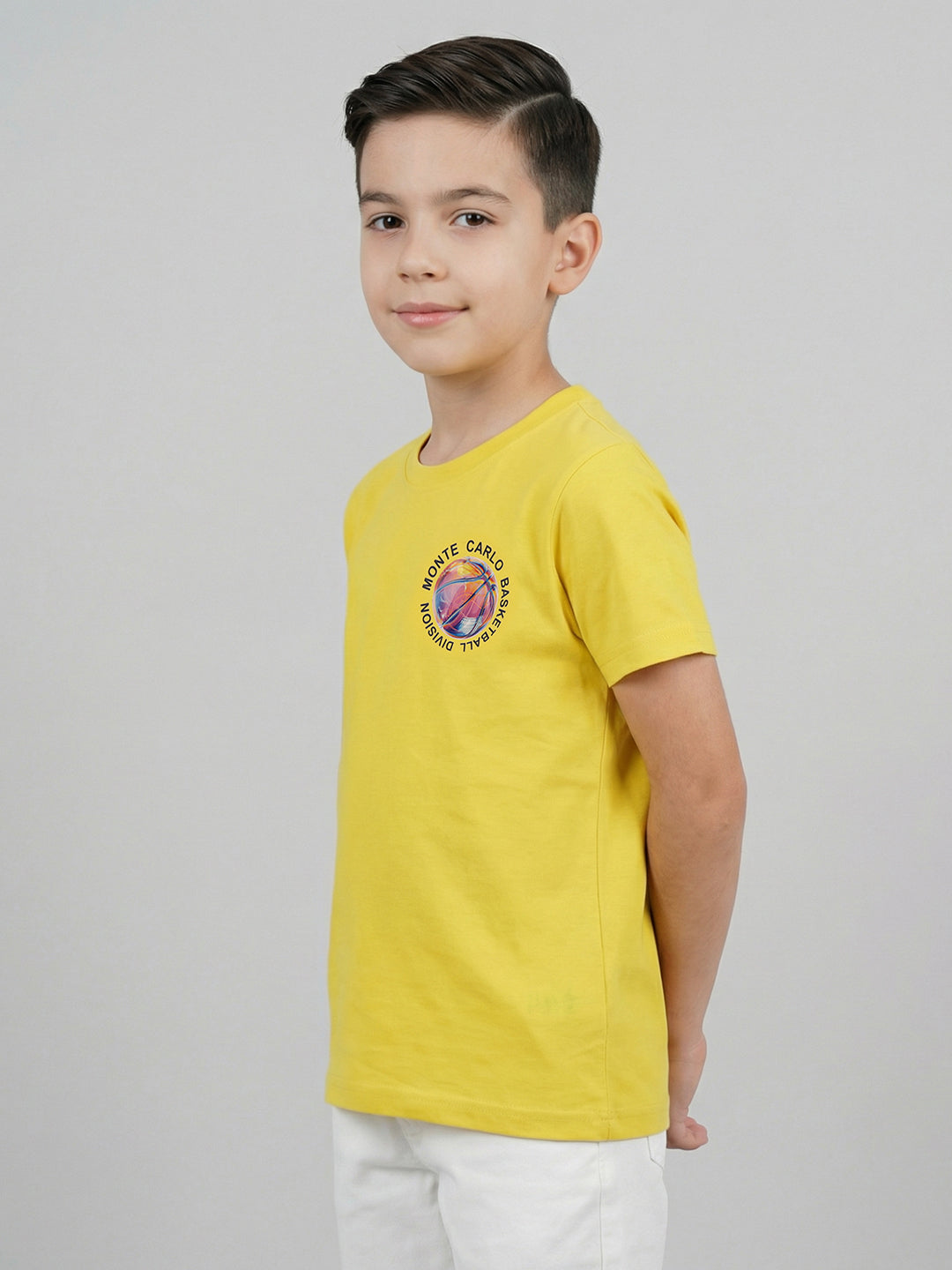 Boys Peach, Yellow & Purple Printed Round Neck Half Sleeve T-Shirt (Pack of 3)