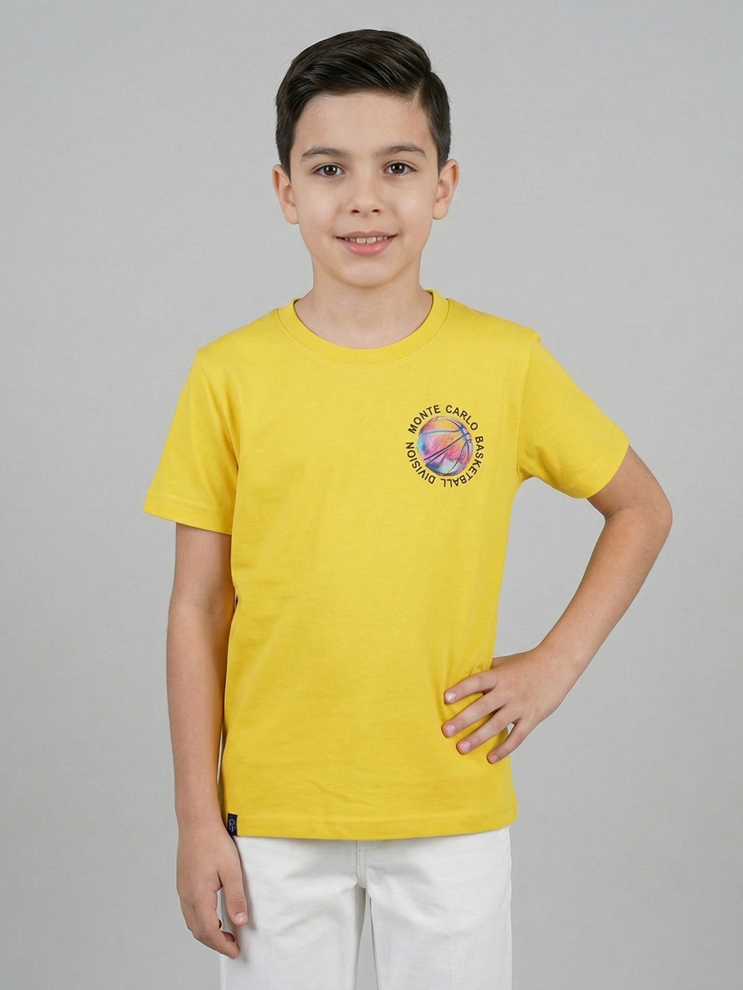 Boys Peach, Yellow & Purple Printed Round Neck Half Sleeve T-Shirt (Pack of 3)