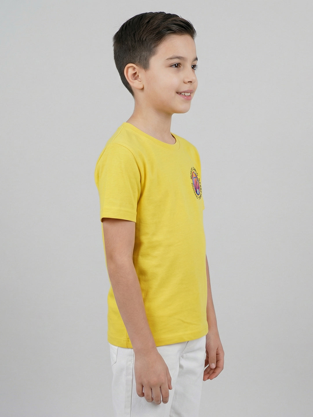 Boys Peach, Yellow & Purple Printed Round Neck Half Sleeve T-Shirt (Pack of 3)