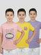 Boys Peach, Yellow & Purple Printed Round Neck Half Sleeve T-Shirt (Pack of 3)