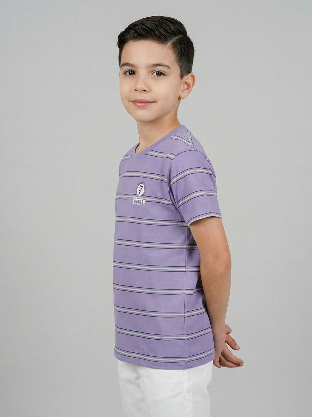 Boys Peach, Yellow & Purple Printed Round Neck Half Sleeve T-Shirt (Pack of 3)