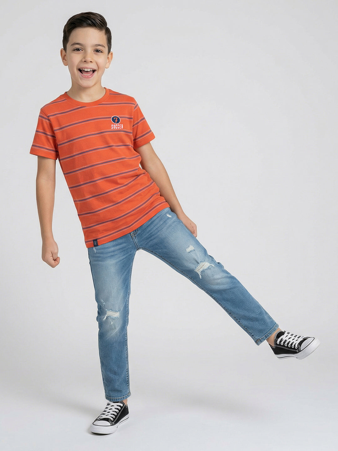 Boys Black, Cream & Orange Printed Round Neck Half Sleeve T-Shirt (Pack of 3)