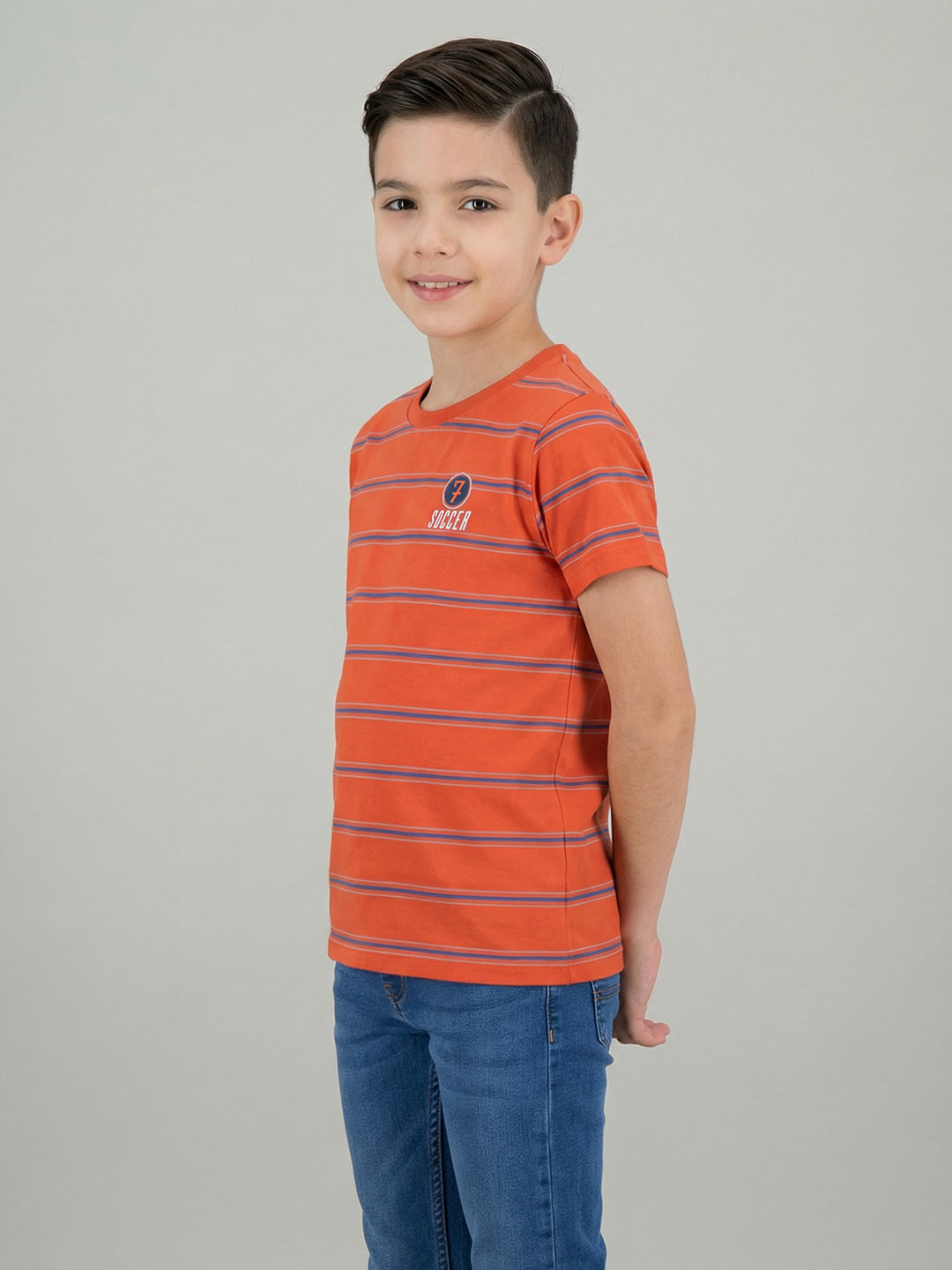 Boys Black, Cream & Orange Printed Round Neck Half Sleeve T-Shirt (Pack of 3)