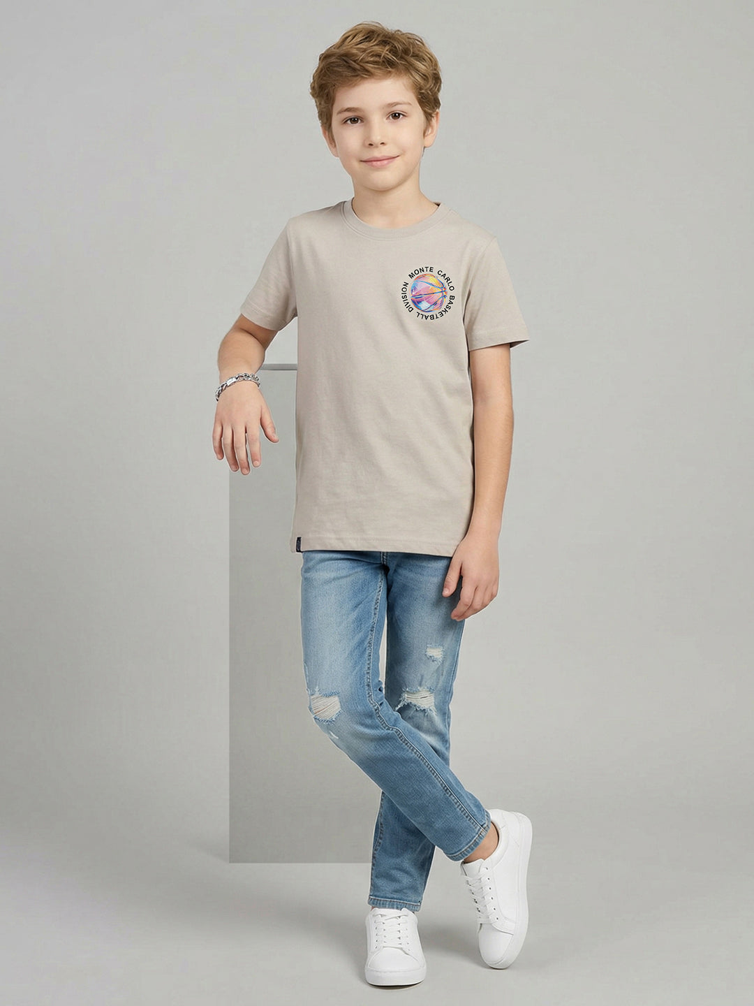 Boys Red, Beige & Navy Blue Printed Round Neck Half Sleeve T-Shirt (Pack of 3)
