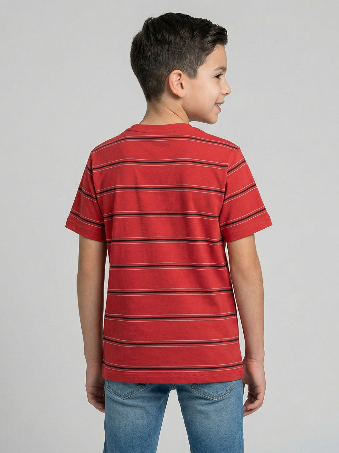 Boys Red, Beige & Navy Blue Printed Round Neck Half Sleeve T-Shirt (Pack of 3)