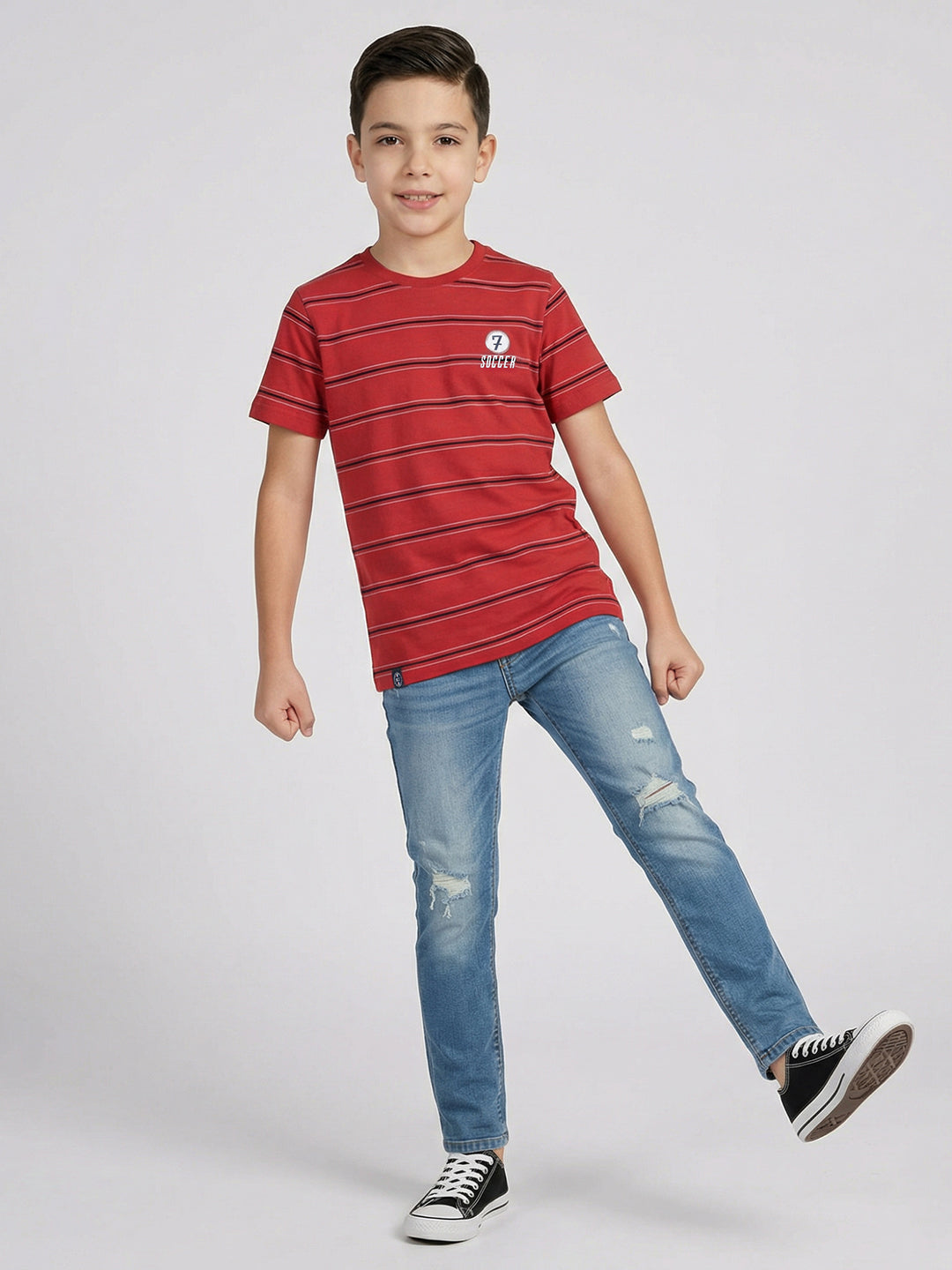 Boys Red, Beige & Navy Blue Printed Round Neck Half Sleeve T-Shirt (Pack of 3)