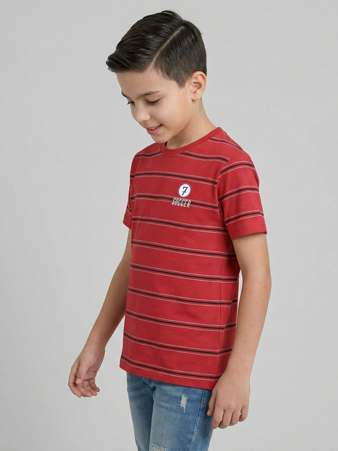 Boys Red, Beige & Navy Blue Printed Round Neck Half Sleeve T-Shirt (Pack of 3)