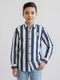 Boys Blue Stripe Collar Full Sleeve Shirt