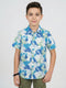 Boys White Printed Collar Half Sleeve Shirt