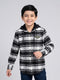 Boys Black Check Hooded Full Sleeve Shirt with Detachable Hood