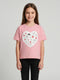 Girls Peach Printed Round Neck Half Sleeve Top