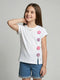 Girls Off White Self Design Round Neck Half Sleeve Top