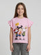 Girls Pink Printed Round Neck Half Sleeve Top