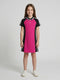 Girls Pink Solid Collar Half Sleeve Dress
