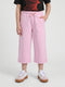 Girls Pink Solid Regular Fit Capri