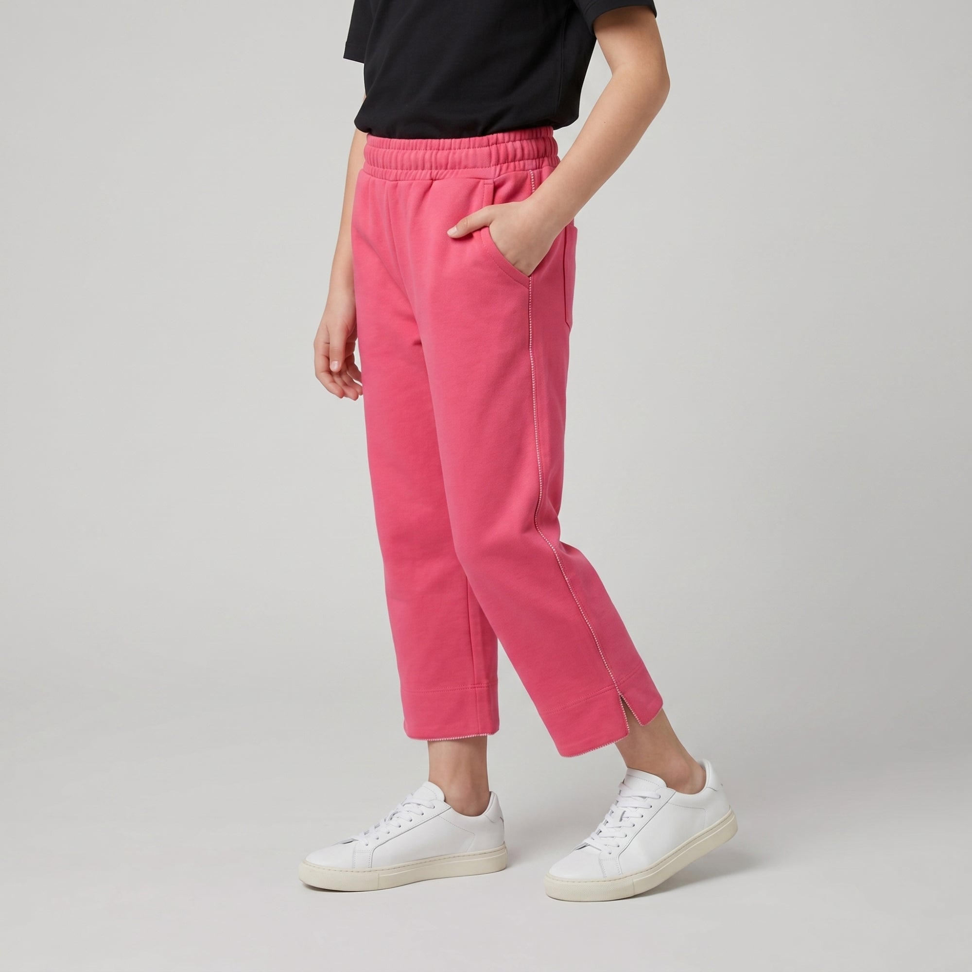 Girls Coral Solid Regular Fit Capri