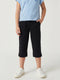 Girls Black Solid Regular Fit Capri