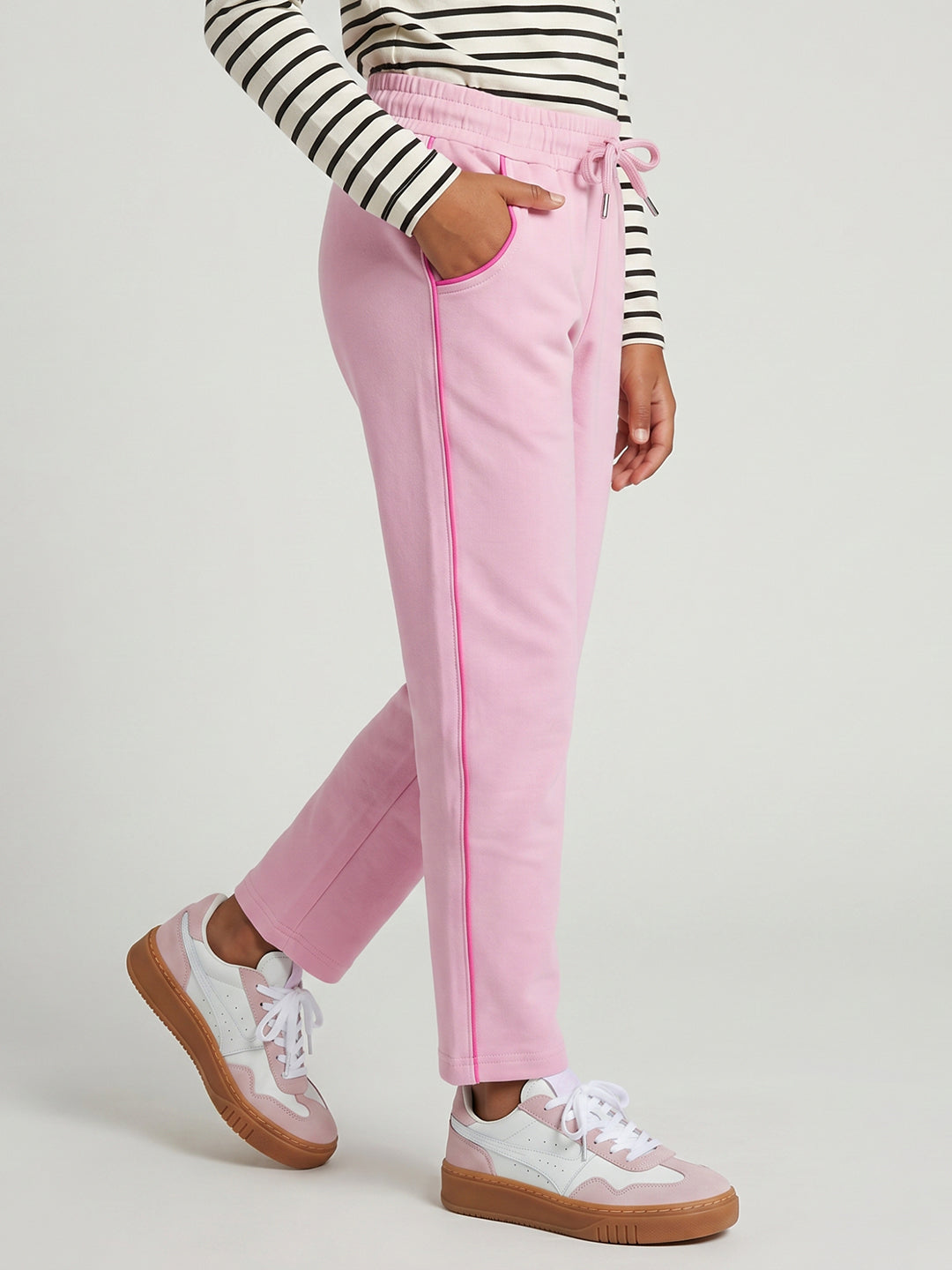 Girls Pink Solid Regular Fit Lower