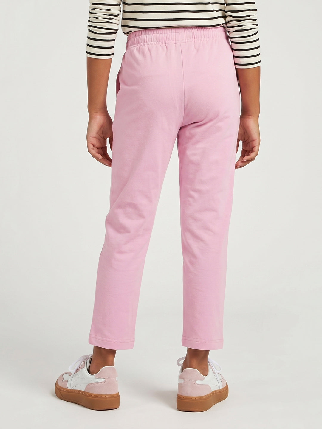 Girls Pink Solid Regular Fit Lower
