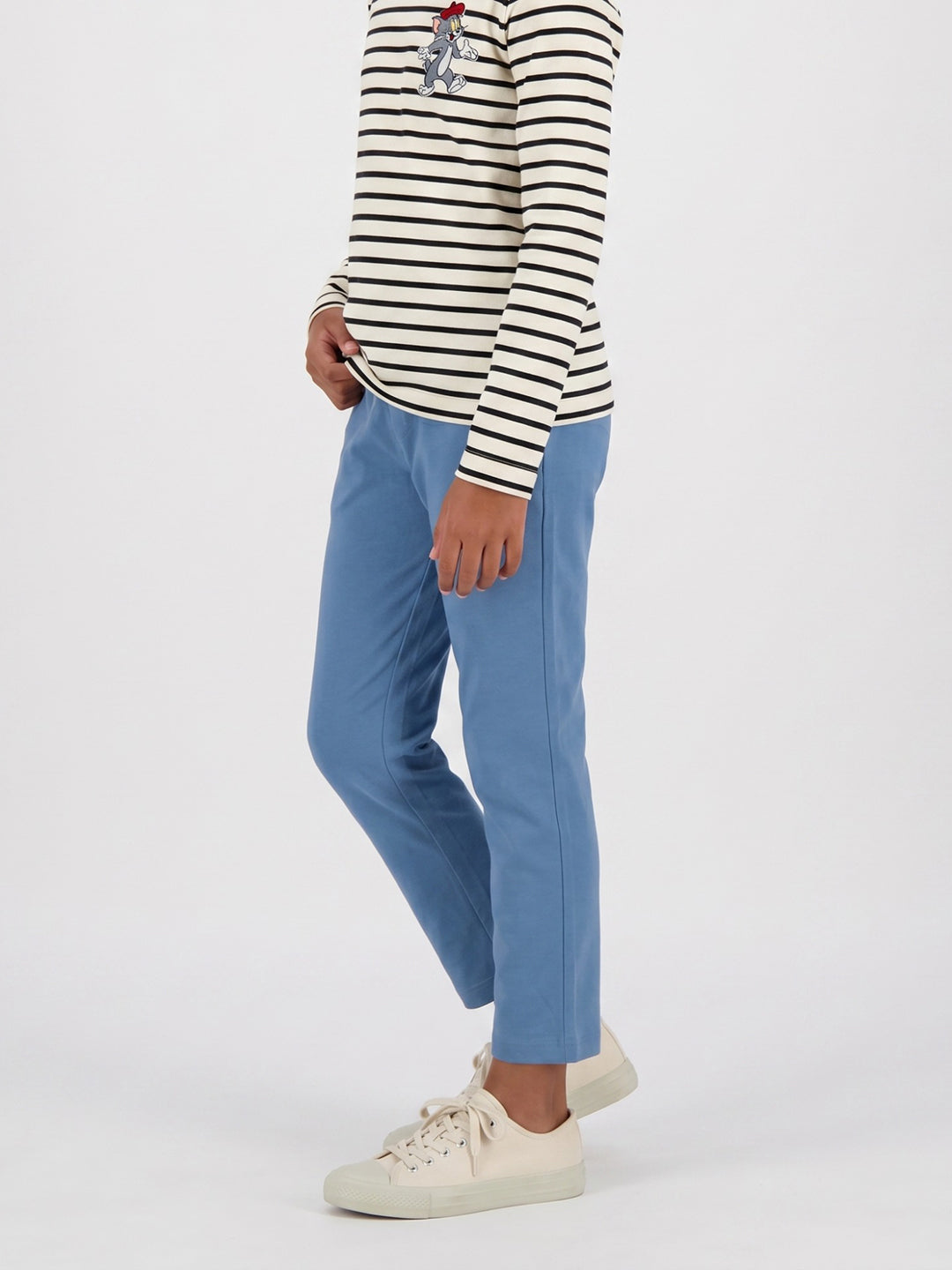 Girls Blue Solid Regular Fit Lower