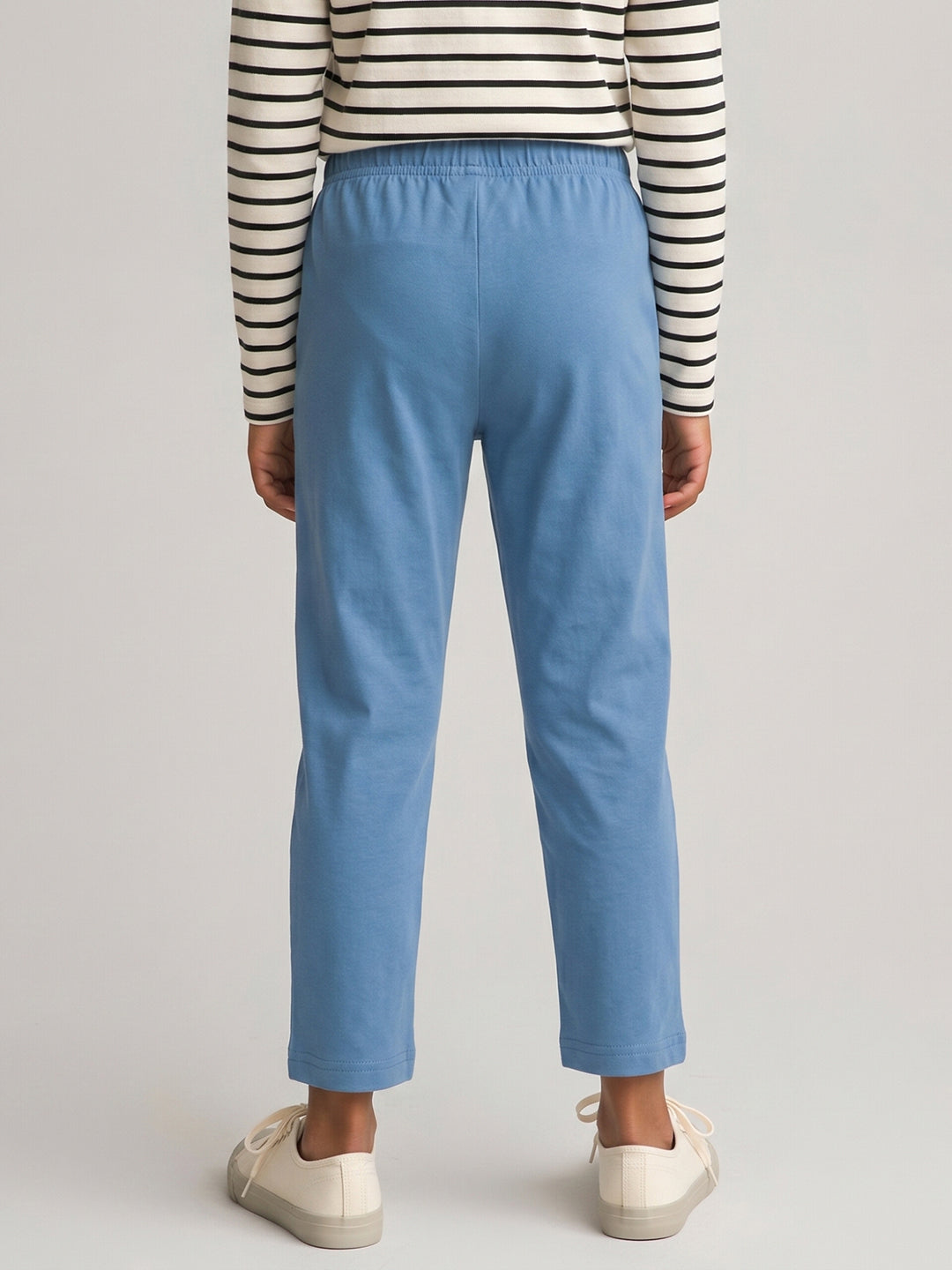Girls Blue Solid Regular Fit Lower