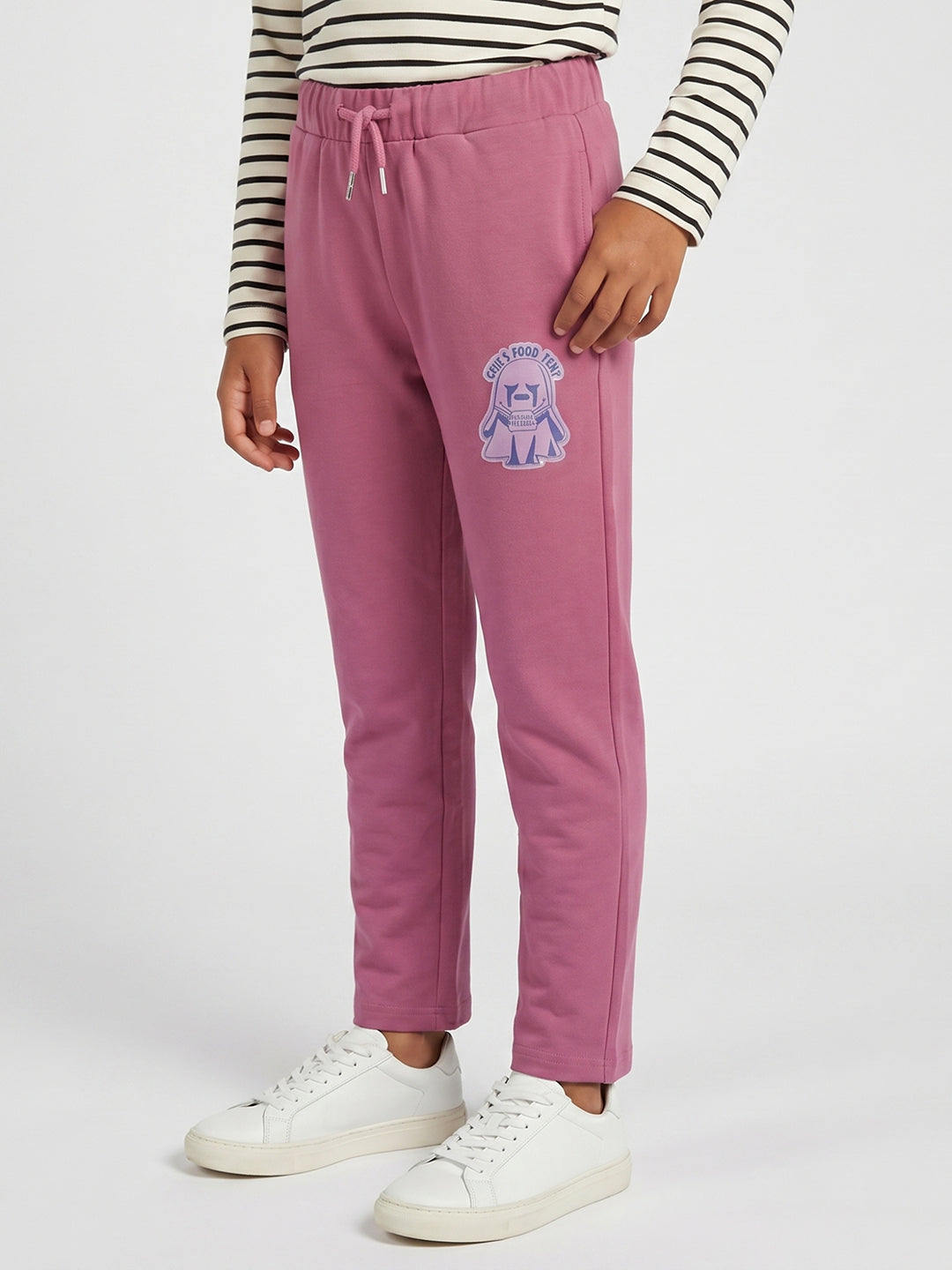 Girls Mauve Printed Regular Fit Lower