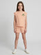 Girls Orange Jacquard Round Neck Half Sleeve Cords Set