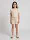Girls Cream Jacquard Round Neck Half Sleeve Cords Set