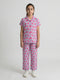 Girls Pink Printed Revere Collar Half Sleeve Cords Set