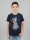 Boys Navy Blue Printed Round Neck Half Sleeve T-Shirt
