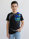 Boys Black Printed Round Neck Half Sleeve T-Shirt