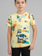 Boys Yellow Printed Round Neck Half Sleeve T-Shirt